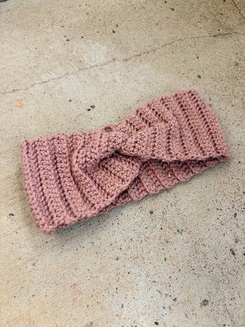 Handmade Crocheted Light Pink Sparkly Headband/Earwarmer